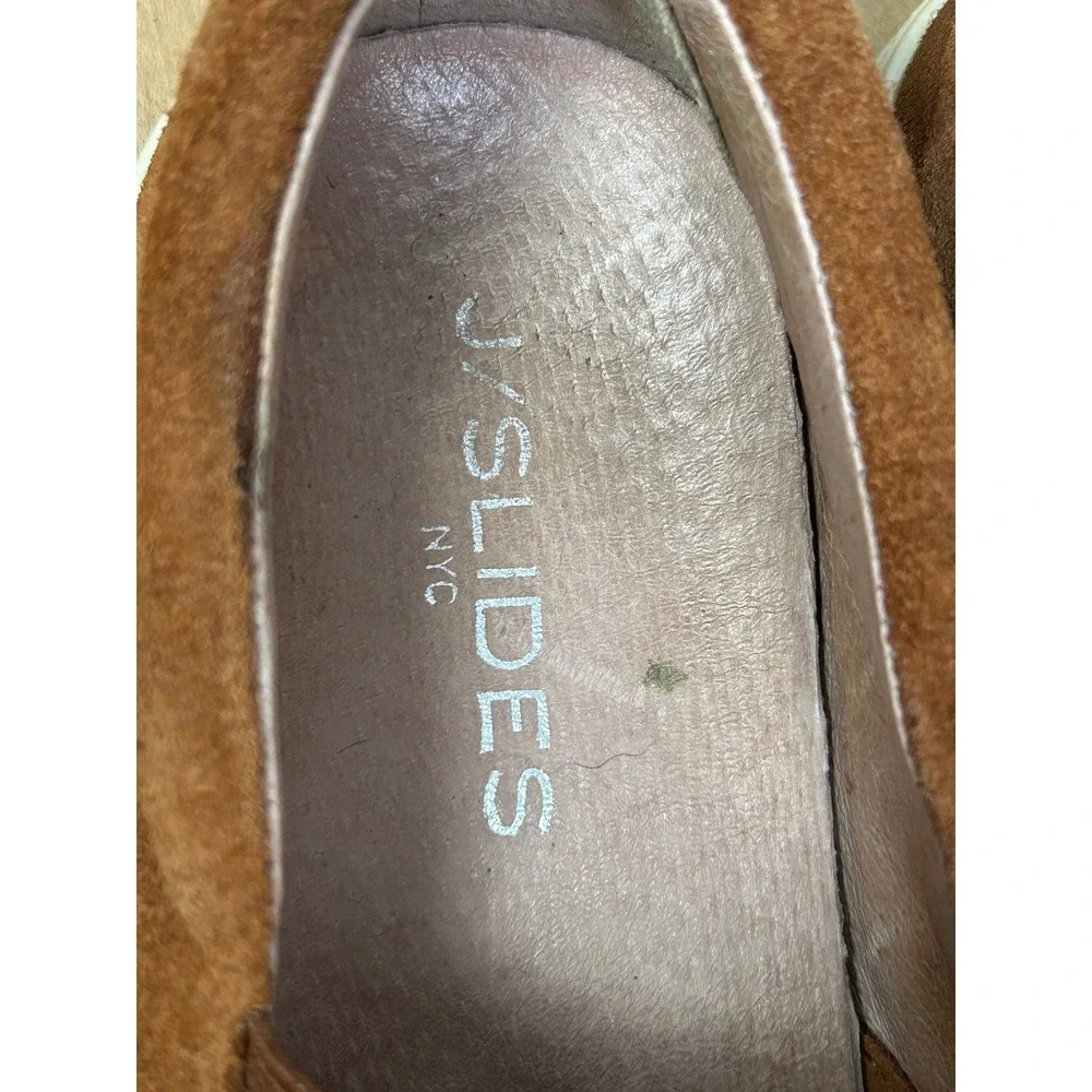 J/Slides NYC Sneakers Womens 6 Brown Suede Tassel‎ Slip On Whipstitch Platform